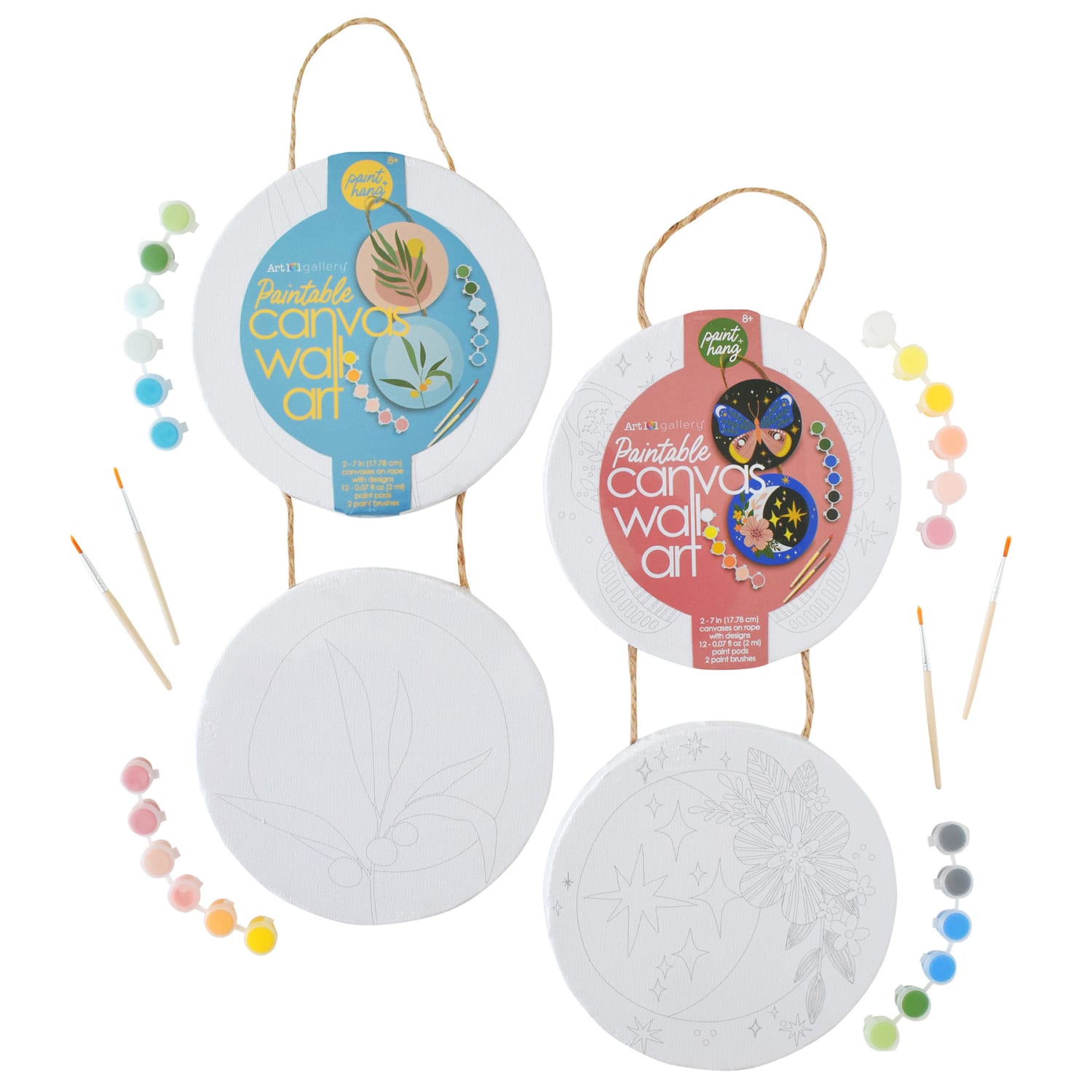 Art 101 Paintable Circle Hanging Canvas Wall Art, Pack Of 2 Canvases