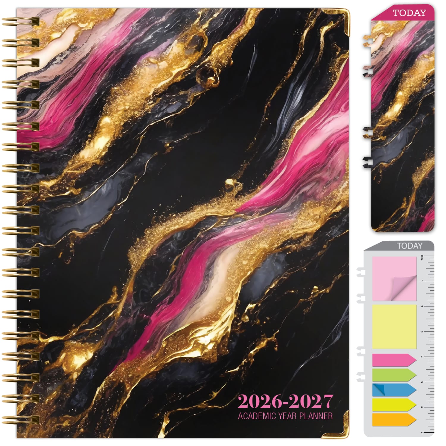 2026-2027 Excello Brands 14-Month Academic Year Hardcover Weekly/Monthly Fashion Planner, 8-1/2in x 11in, Dark Gold Marble, May To June, Total Qty 1 - Image 3