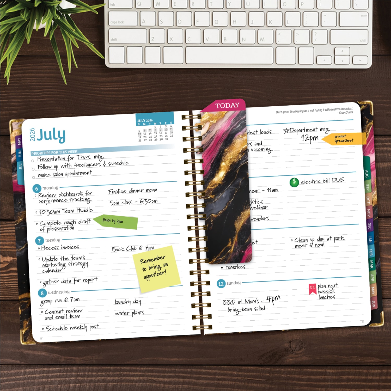 2026-2027 Excello Brands 14-Month Academic Year Hardcover Weekly/Monthly Fashion Planner, 8-1/2in x 11in, Dark Gold Marble, May To June, Total Qty 1 - Image 4