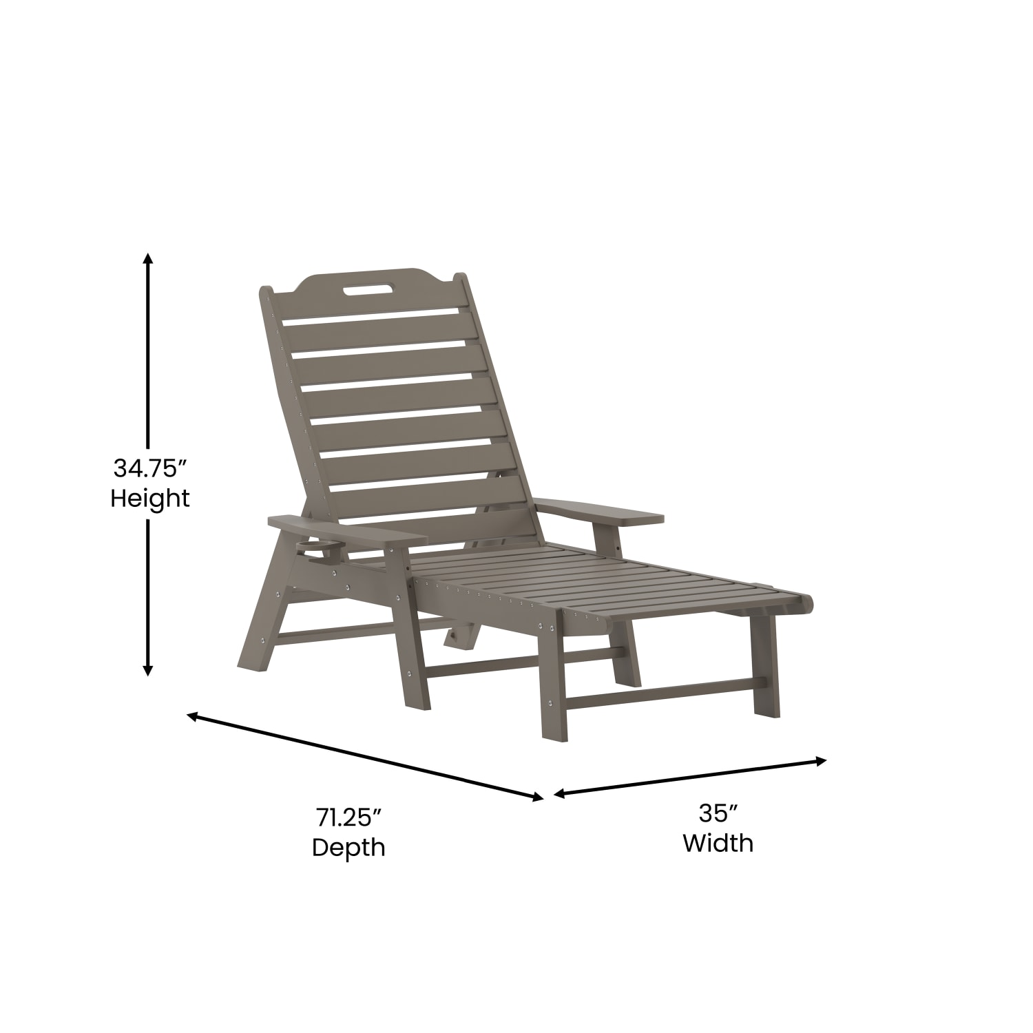 Flash Furniture Monterey All-Weather Adjustable Adirondack Lounge Chair with Cup Holder, Brown - Image 6