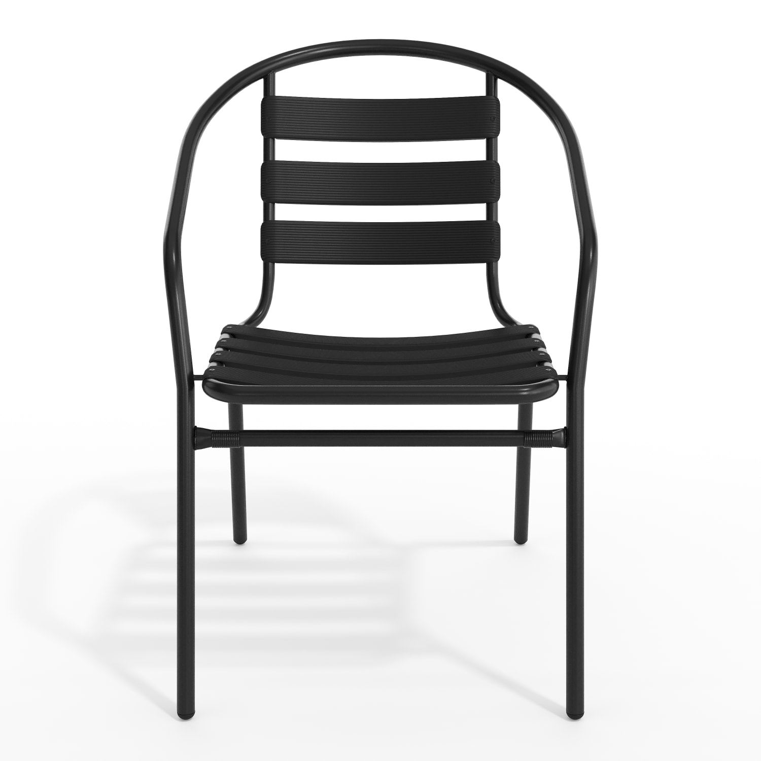 Flash Furniture Metal Slat-Back Restaurant Stack Chair, 28-1/2inH x 21-1/2inW x 24inD, Black - Image 9