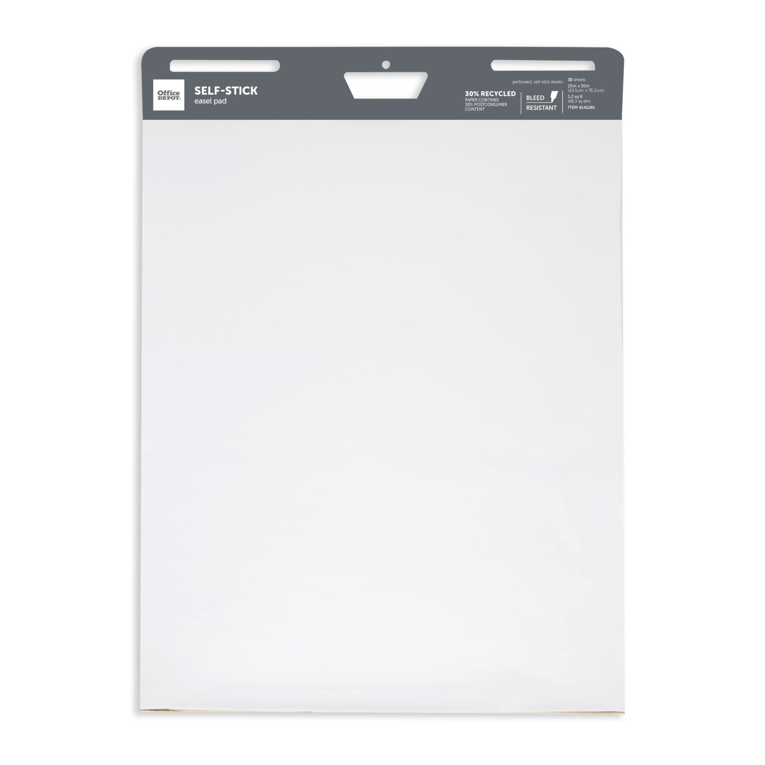 Office Depot Brand Self-Stick Easel Pad, 25in x 30in, 30 Sheets, 30% Recycled, White, 21509