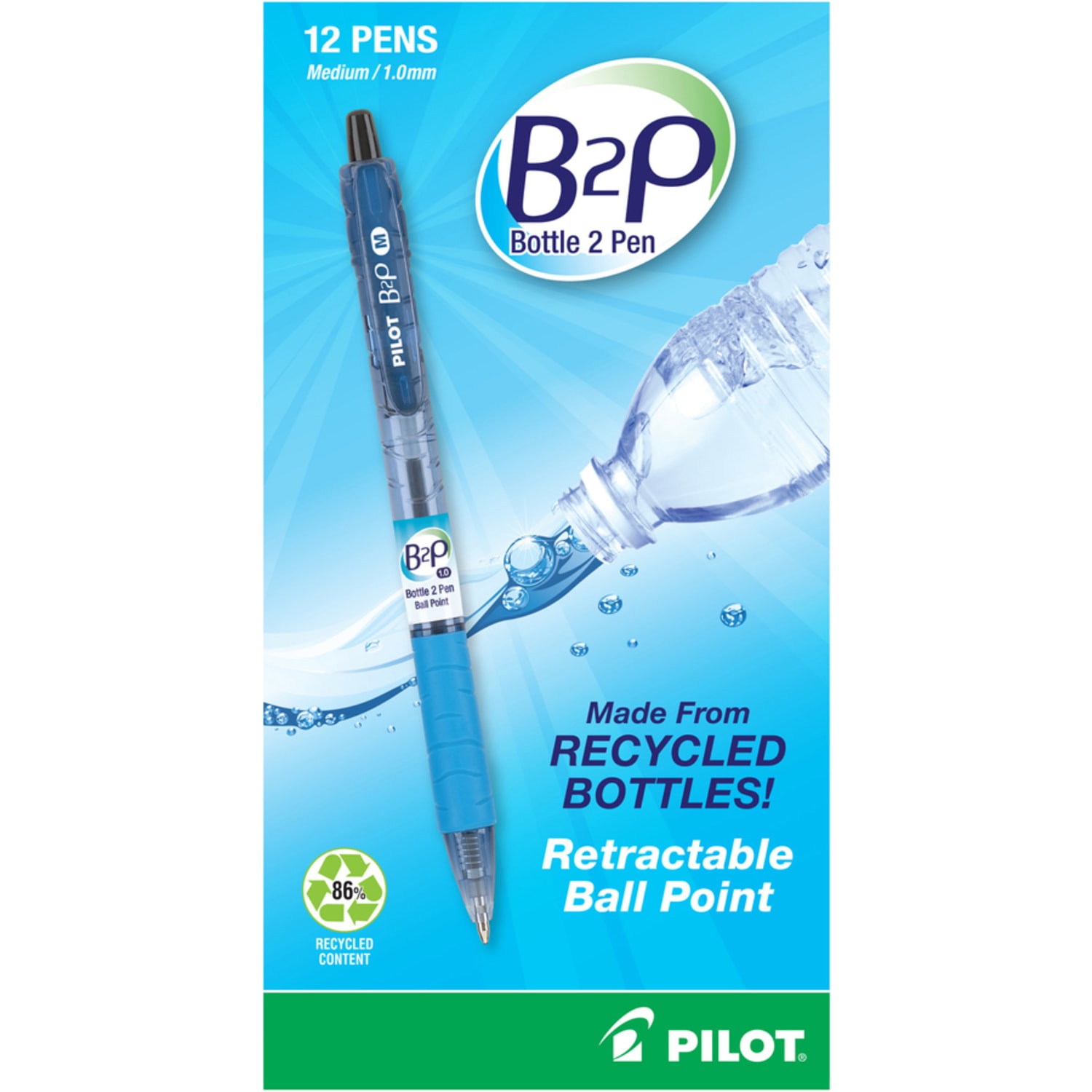 Pilot B2P Ballpoint Pens, Medium Point, 1.0 mm, Black Ink, Pack Of 12 - Image 4