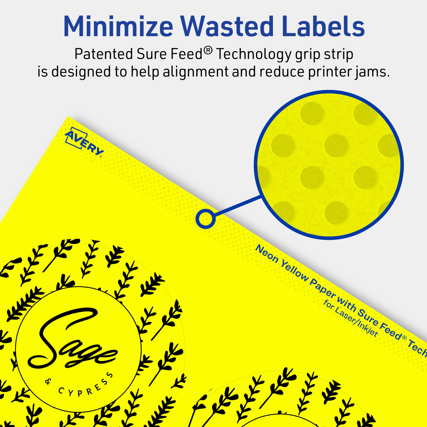 Avery Print-To-The-Edge Labels With Sure Feed Technology, 94514-NYP40, Round, 3-1/2in, Matte Neon Yellow, Pack of 160 - Image 5