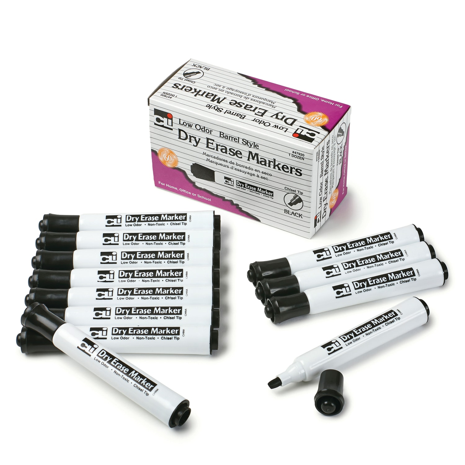 Charles Leonard Dry-Erase Markers, 12 Markers Per Pack, Set Of 3 Packs, Chisel Tip, Black, 36 Markers - Image 3