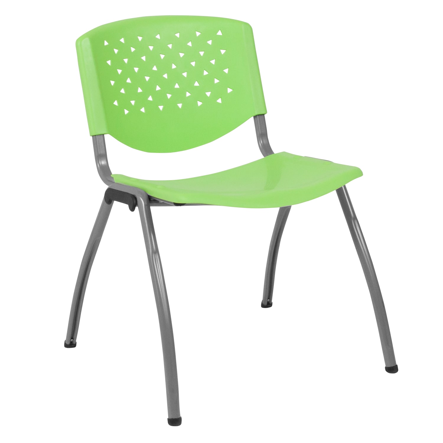 Flash Furniture HERCULES Series Plastic Stack Chair With Titanium Frame, Green/Gray - Image 3