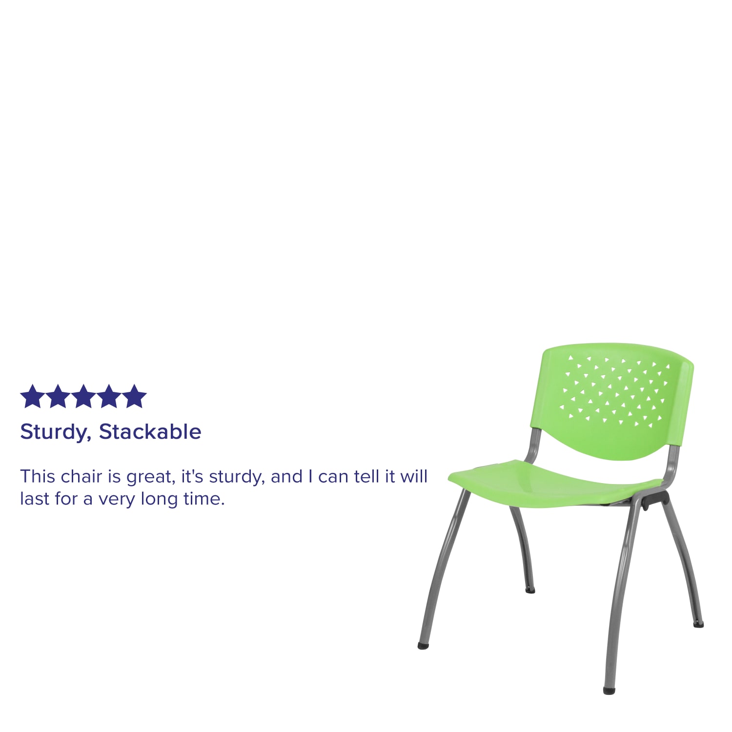 Flash Furniture HERCULES Series Plastic Stack Chair With Titanium Frame, Green/Gray - Image 5