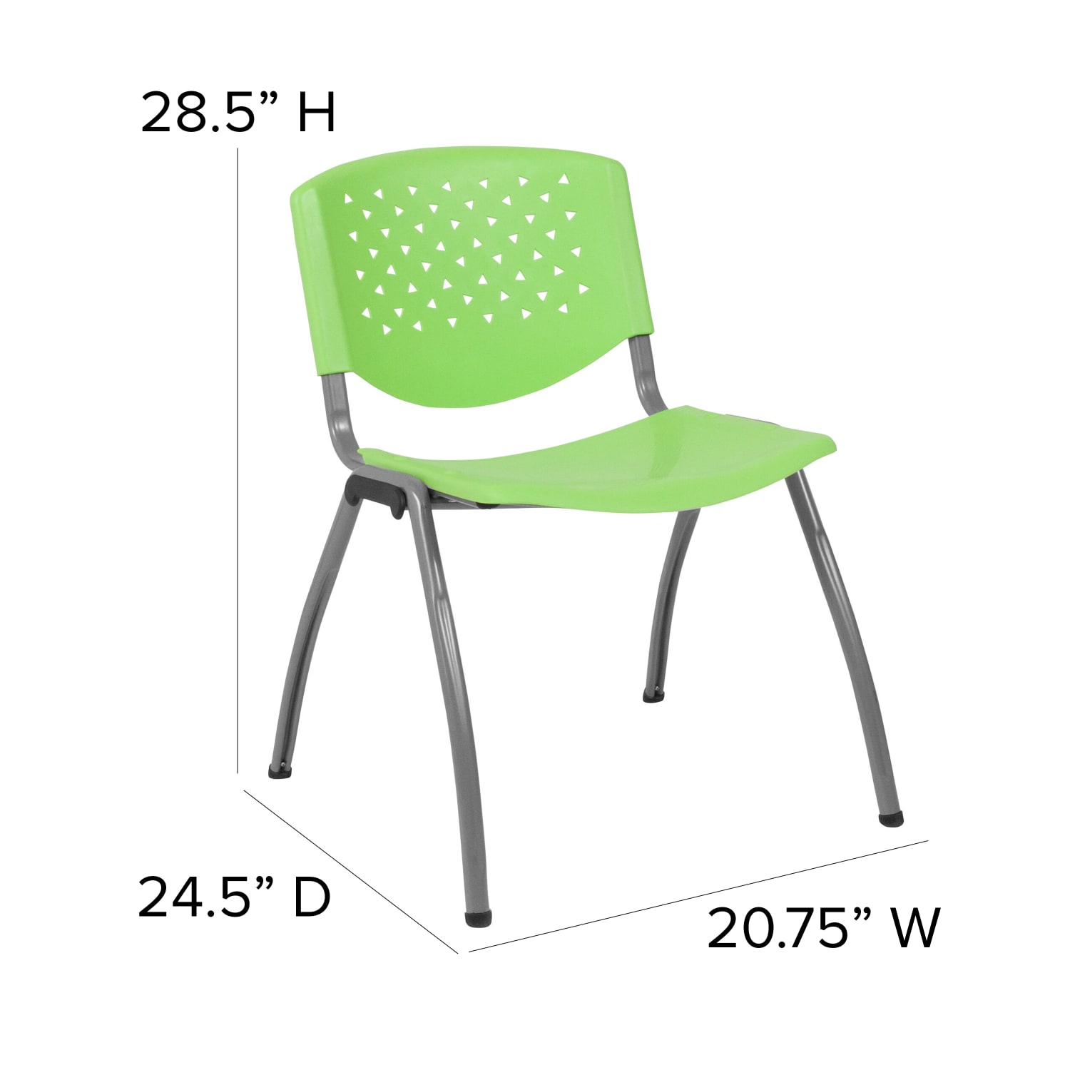 Flash Furniture HERCULES Series Plastic Stack Chair With Titanium Frame, Green/Gray - Image 7