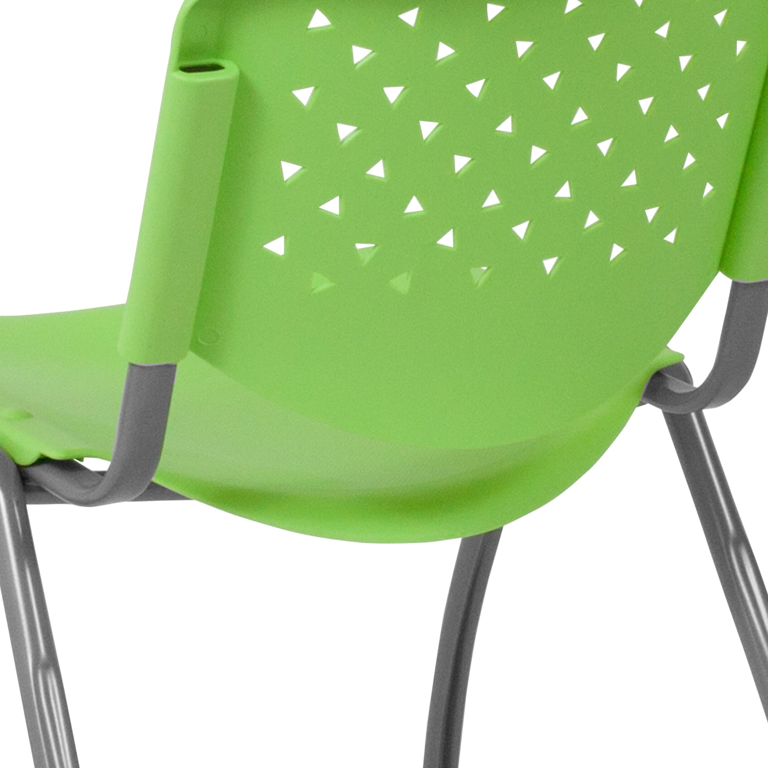Flash Furniture HERCULES Series Plastic Stack Chair With Titanium Frame, Green/Gray - Image 9