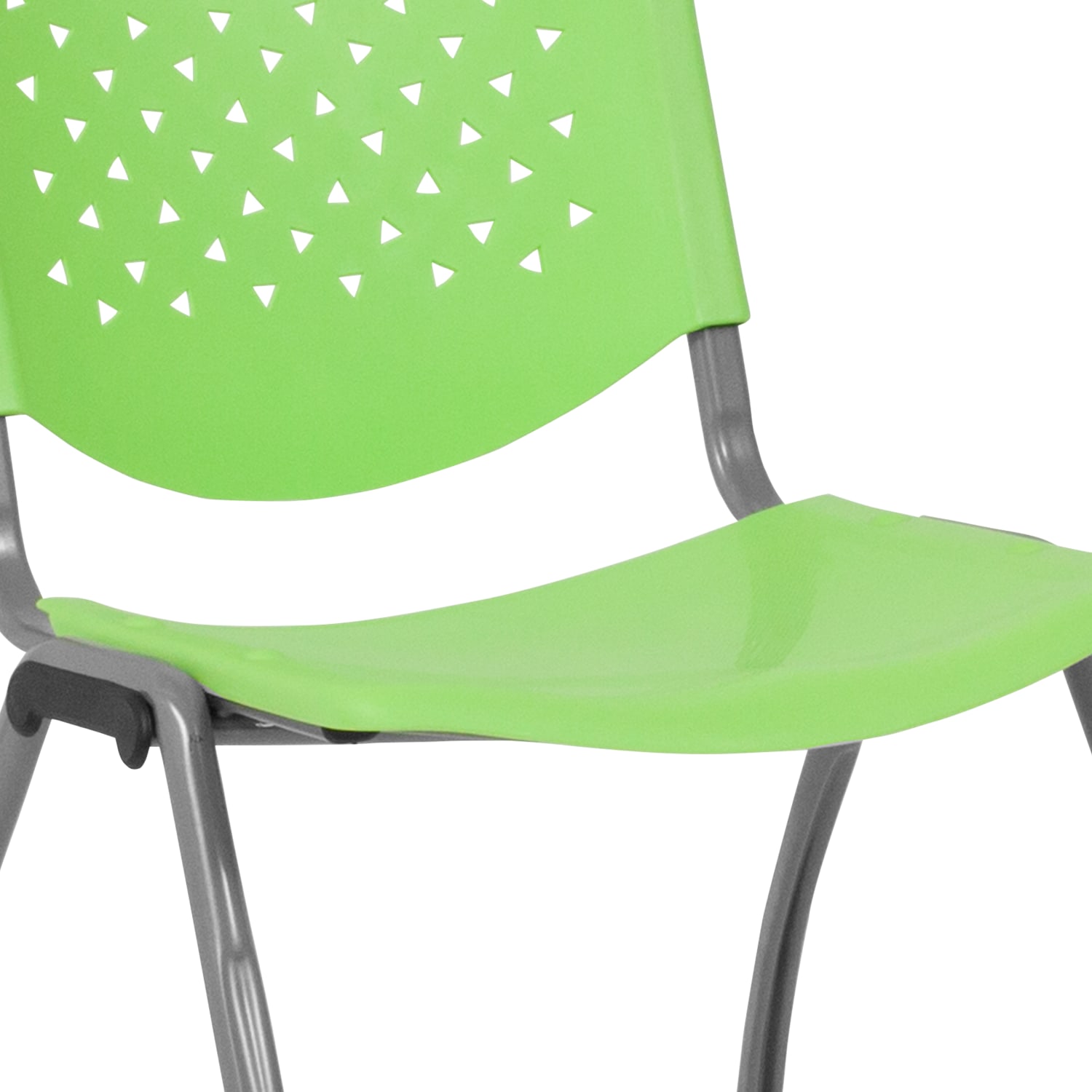 Flash Furniture HERCULES Series Plastic Stack Chair With Titanium Frame, Green/Gray - Image 12