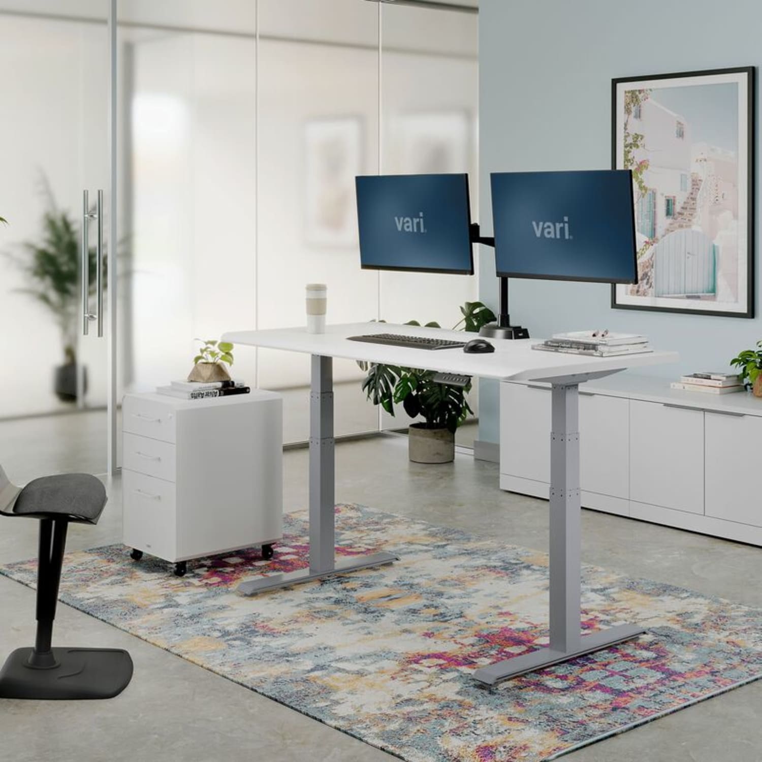 VARI Electric Standing Desk With ComfortEdge, 60inW, White - Image 3