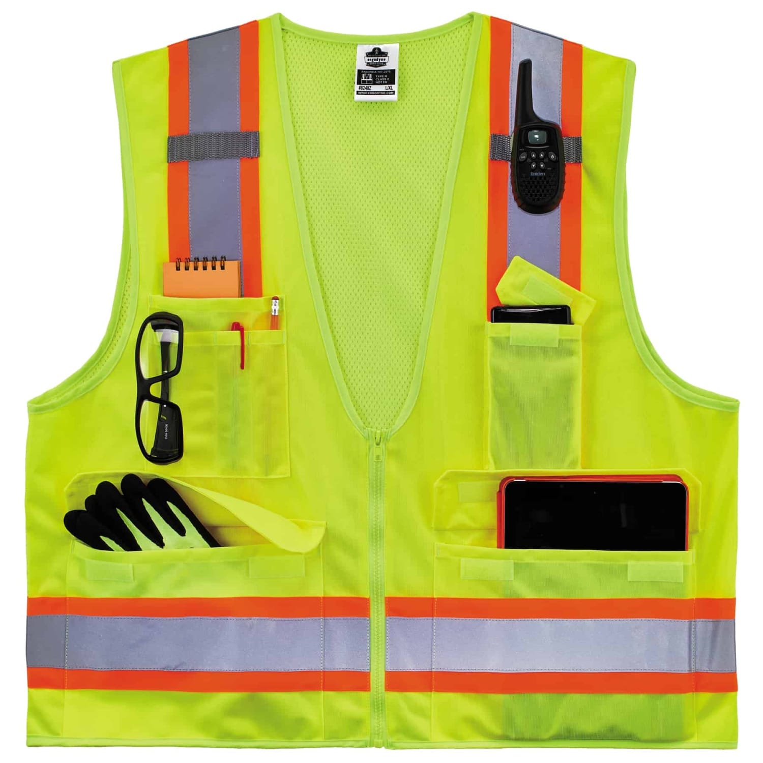 Ergodyne GloWear Safety Vest, 2-Tone Surveyors, Type-R Class 2, XX-Large/3X, Lime, 8248Z - Image 5
