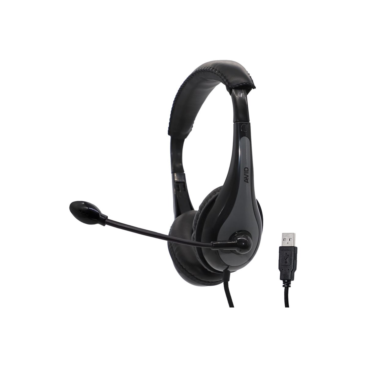 AVID AE-39 USB HEADSET WITH MIC & INLINE CONTROLS, GRAY - Stereo - USB - Wired - 32 Ohm - 20 Hz - 20 kHz - 2AE39GRYUSB32 - Image 3