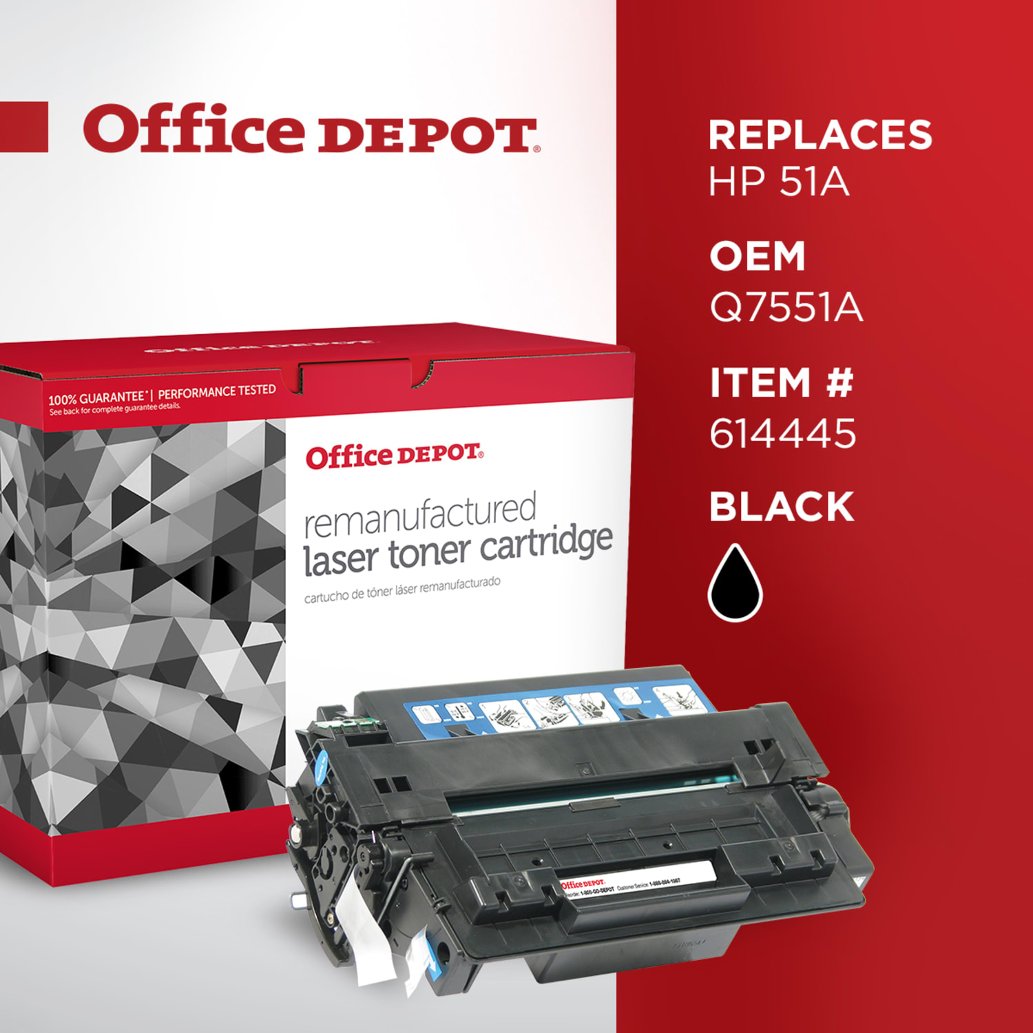 Office Depot Remanufactured Black Toner Cartridge Replacement For HP 51A, Q7551A, OD51A - Image 6