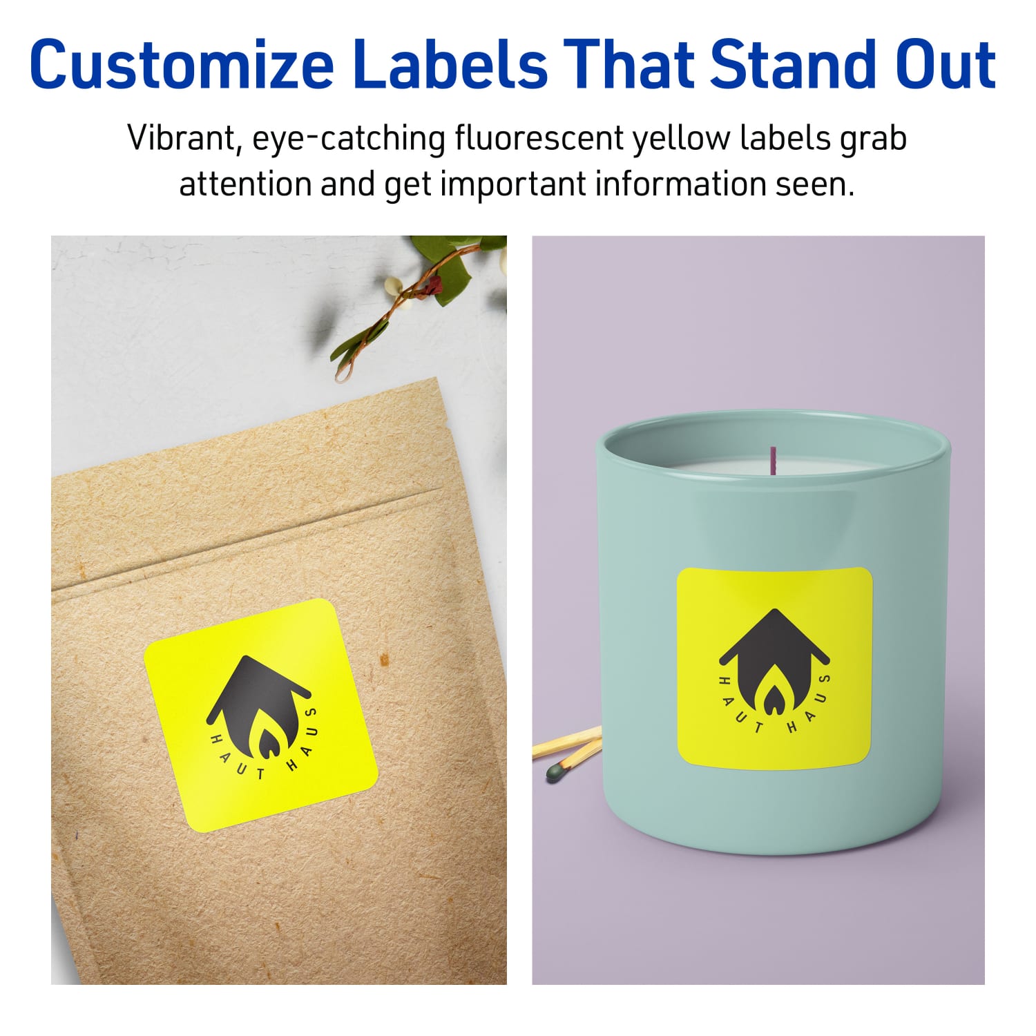 Avery Print-To-The-Edge Labels With Sure Feed Technology And Easy Peel Label Feature, 94107-NYP10, Square, 2in x 2in, Matte Neon Yellow, Pack of 120 - Image 4