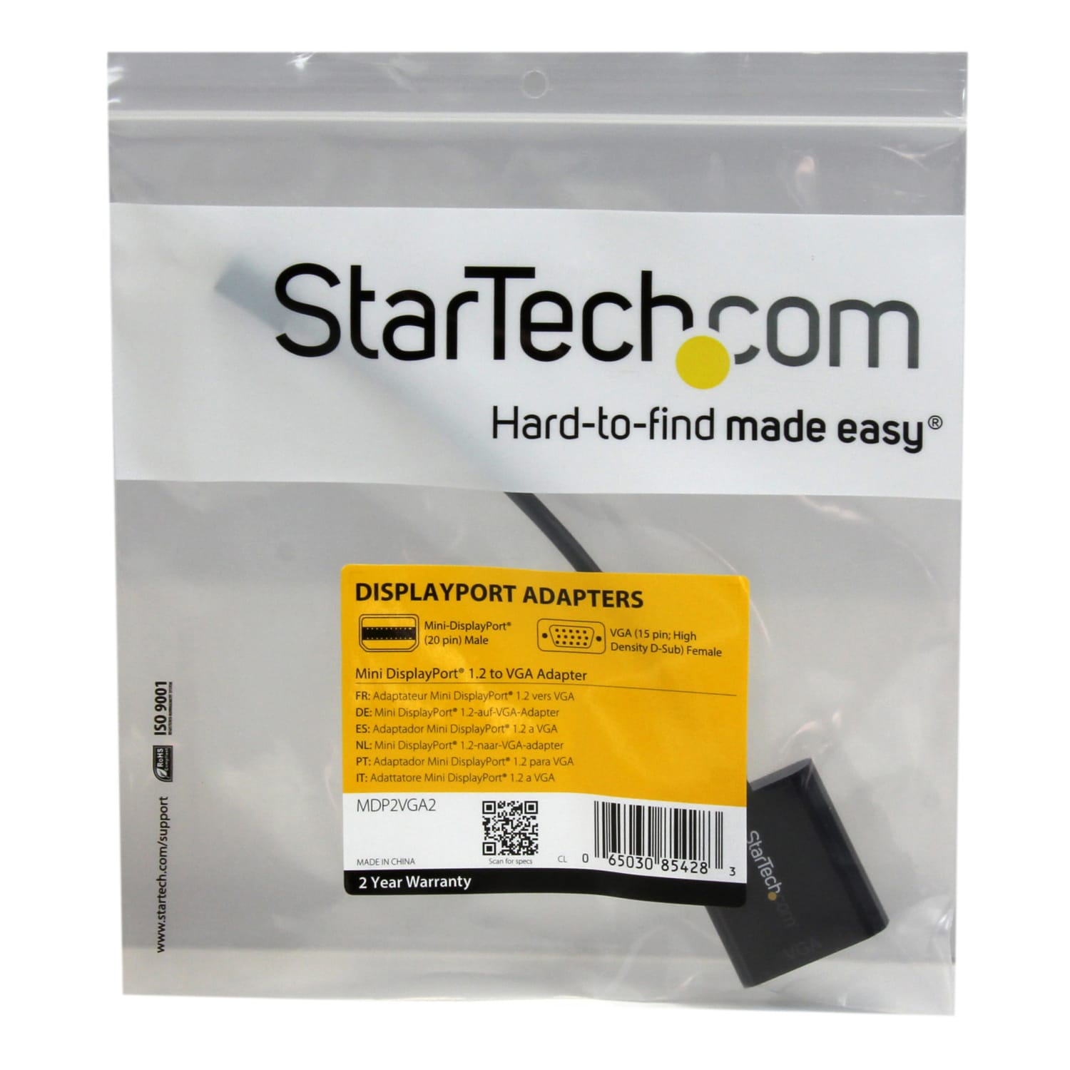 StarTech.com Mini DisplayPort 1.2 to VGA Adapter Converter - Mini DP to VGA - 1920x1200 - 7.10in Mini DisplayPort/VGA Video Cable for Video Device, Monitor, Projector, Ultrabook, MacBook, Notebook - First End: 1 x Mini DisplayPort Male Digital Video - Image 5