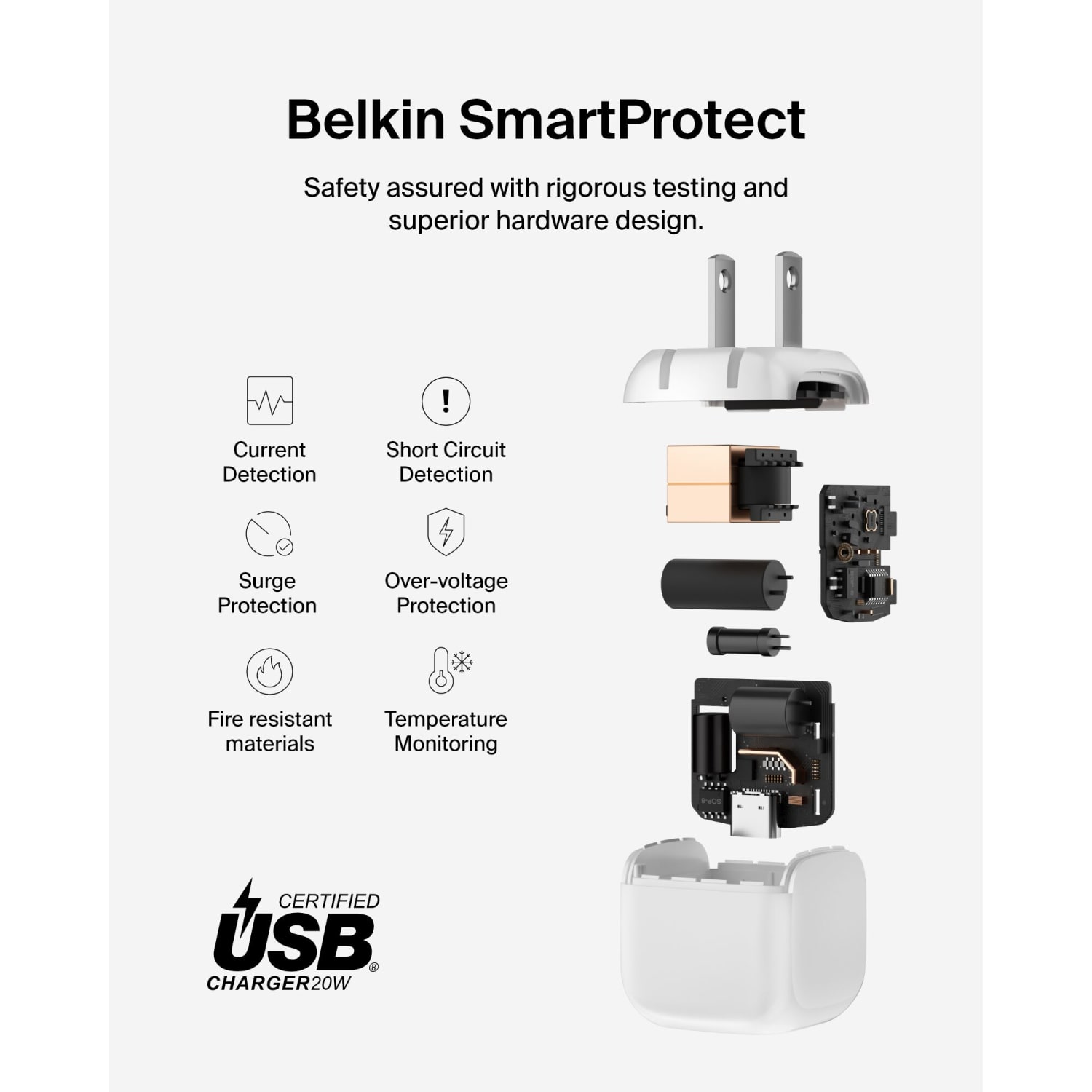 Belkin BoostCharge Compact USB-C Wall Charger for Iphone/Samsung/Google, 20W, White, WCA009DQWH - Image 6