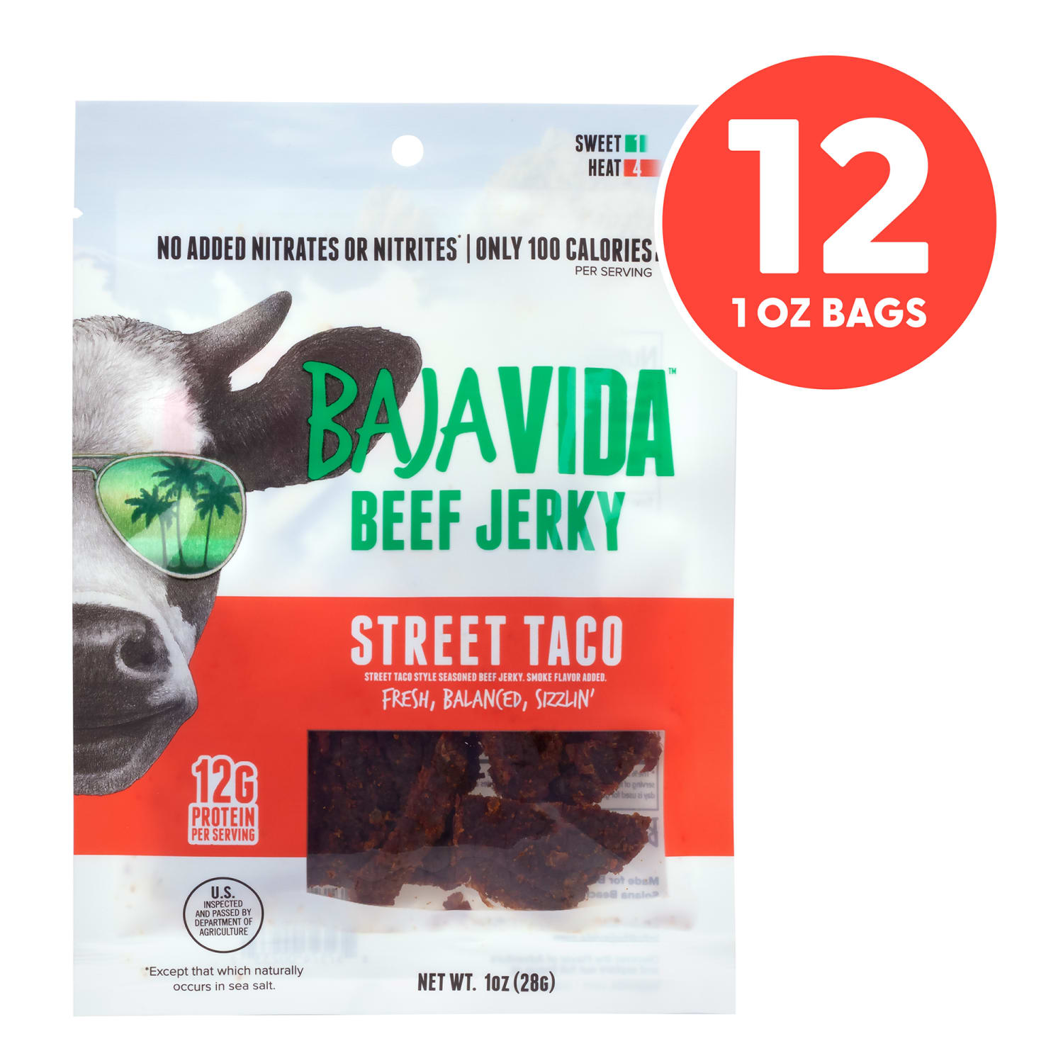 Baja Vida Beef Jerky Street Taco Snack Packs, 1.0 Oz, Box Of 12 Packs - Image 3