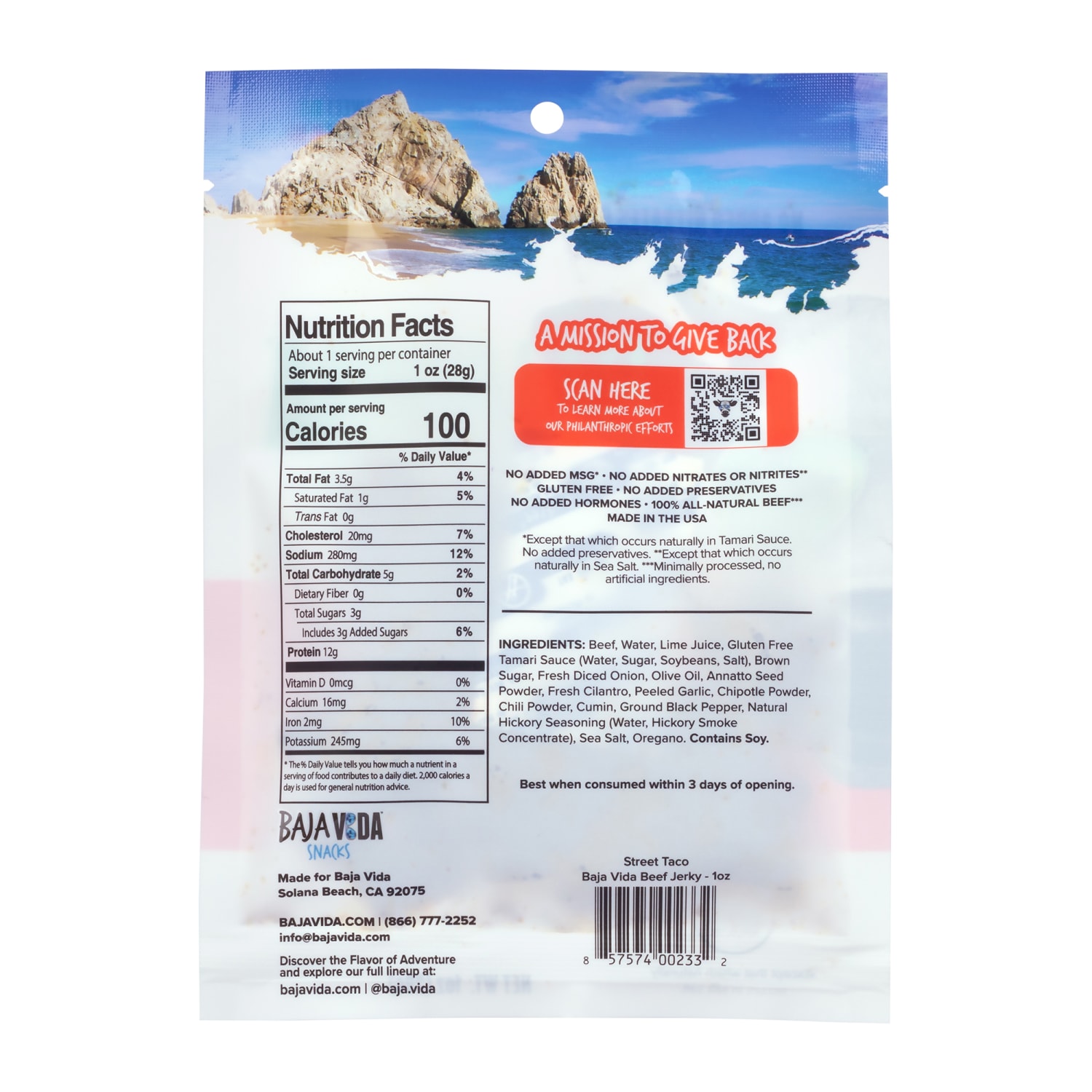 Baja Vida Beef Jerky Street Taco Snack Packs, 1.0 Oz, Box Of 12 Packs - Image 5