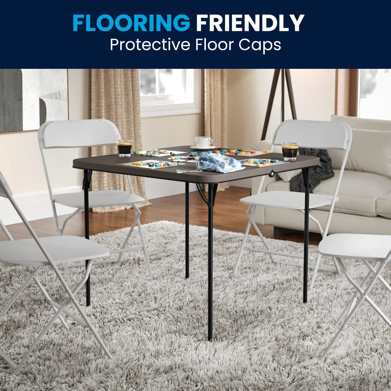 Flash Furniture Square Bi-Fold Plastic Folding Table, 28-1/2inH x 34inW x 34inD, Black/Dark Gray - Image 6