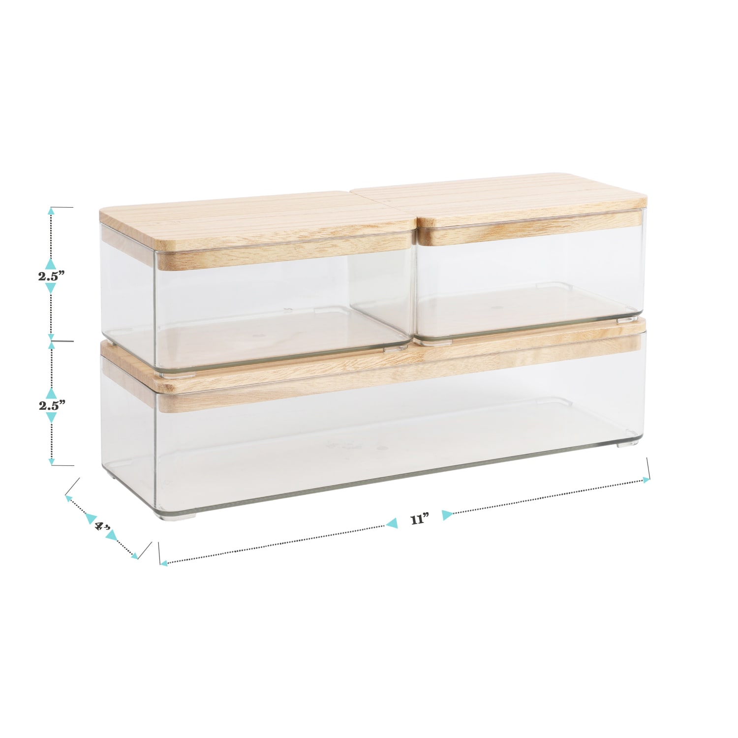 Martha Stewart Grady Stackable Plastic Storage Boxes with Lids, 2-1/2inH x 11inW x 4inD, Clear/Light Natural, Set Of 3 Boxes - Image 5