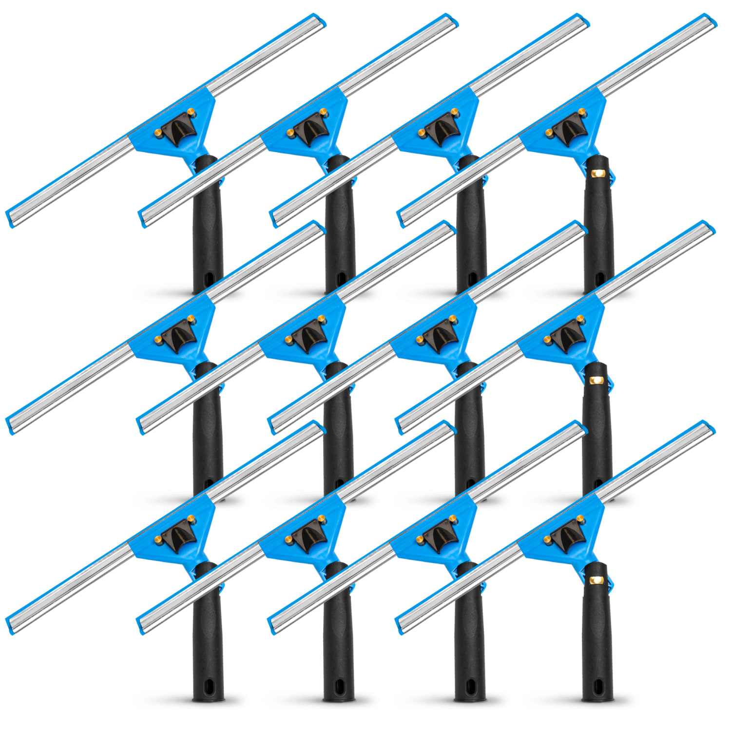 Gritt Commercial Swivel Window Squeegees With Quick Release, 14in, Blue/Silver/Black, Pack Of 12 Squeegees