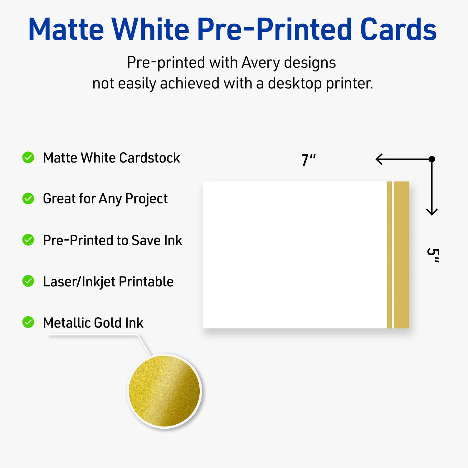 Avery Printable Invitation Cards With Sure Feed Technology, 5in x 7in, Matte White With Preprinted Gold Double-Dipped Edge, Pack Of 20 - Image 4