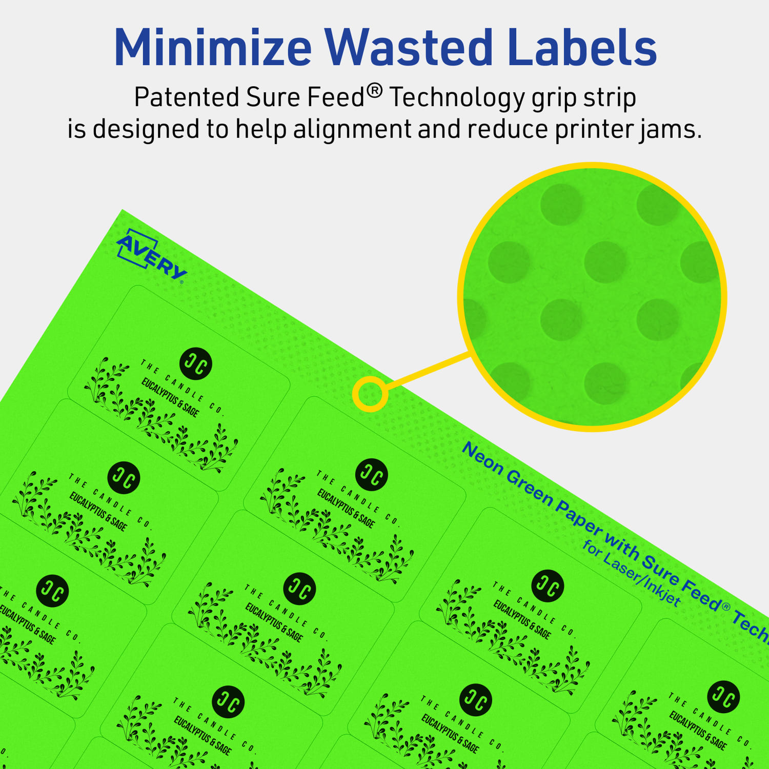 Avery Printable Labels With Sure Feed Technology, 94226-NGP40, Rectangle, 1-1/4in x 1-3/4in, Matte Neon Green, Pack of 1280 - Image 5