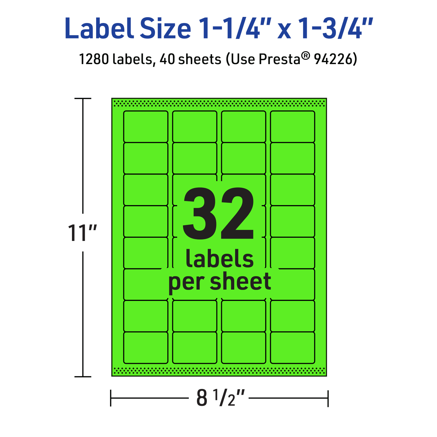 Avery Printable Labels With Sure Feed Technology, 94226-NGP40, Rectangle, 1-1/4in x 1-3/4in, Matte Neon Green, Pack of 1280 - Image 6