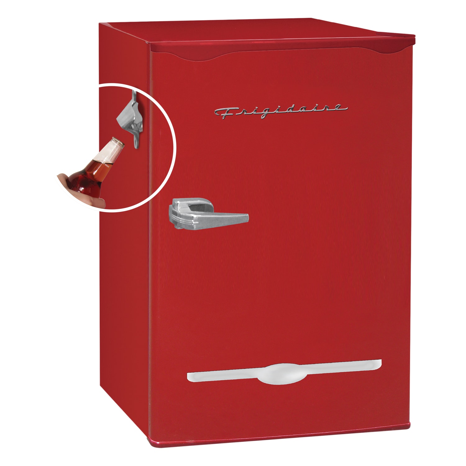 Frigidaire 3.2-cu.-ft. 65-Watt Retro Bar Fridge with Side Bottle Opener, Red, EFR376-B-RED - Image 4