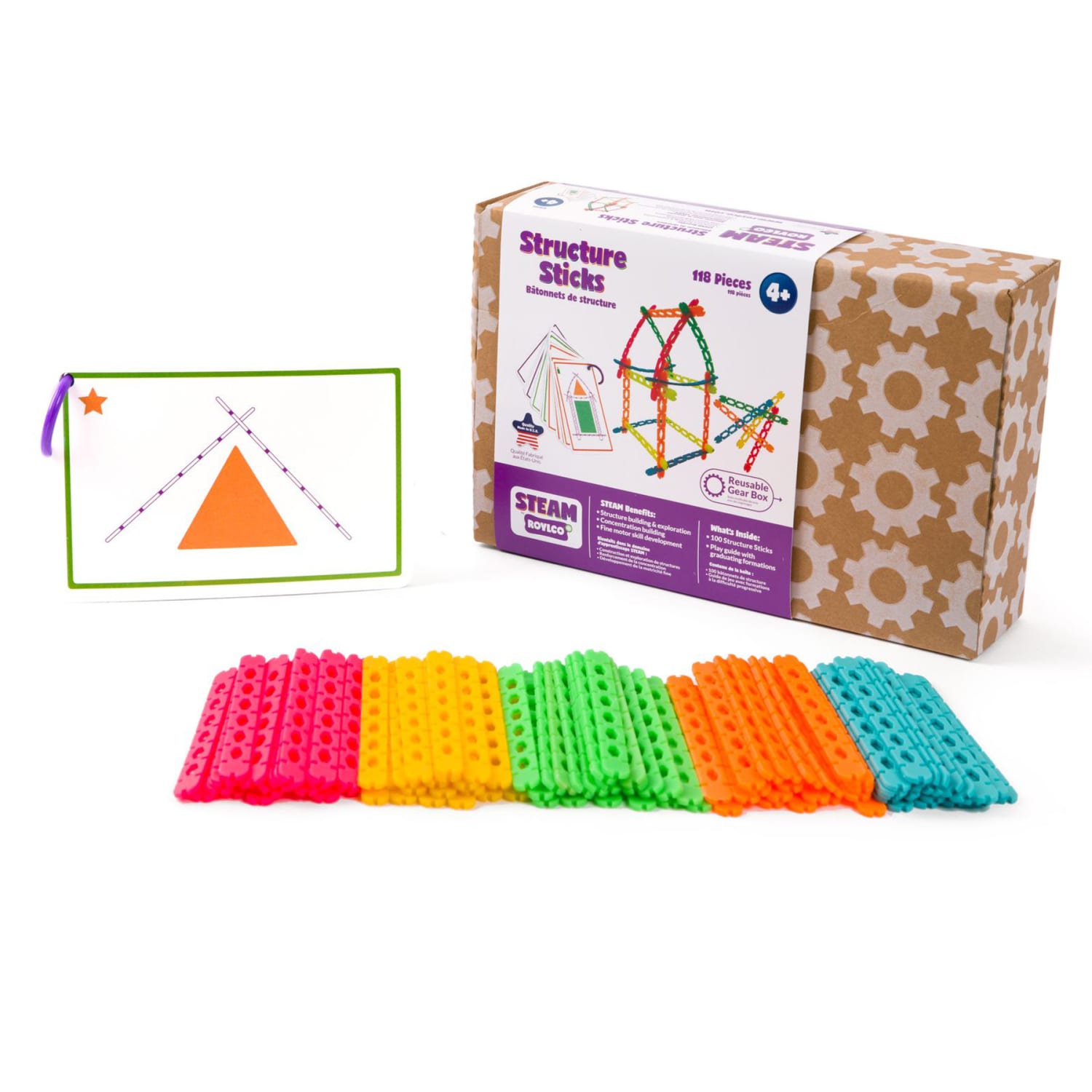 Roylco STEAM Structure Sticks And Play Guide, Multicolor, Grade K To 3