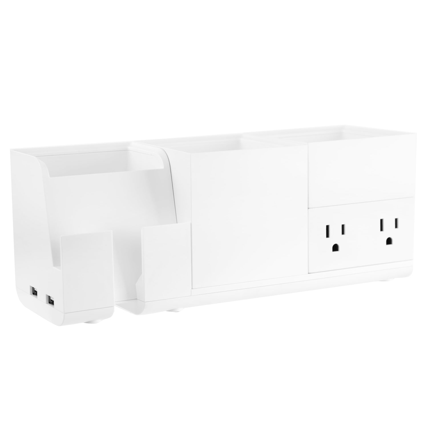 Bostitch Konnect Stackable 4-Piece Desk Organization Kit With Power Station, White