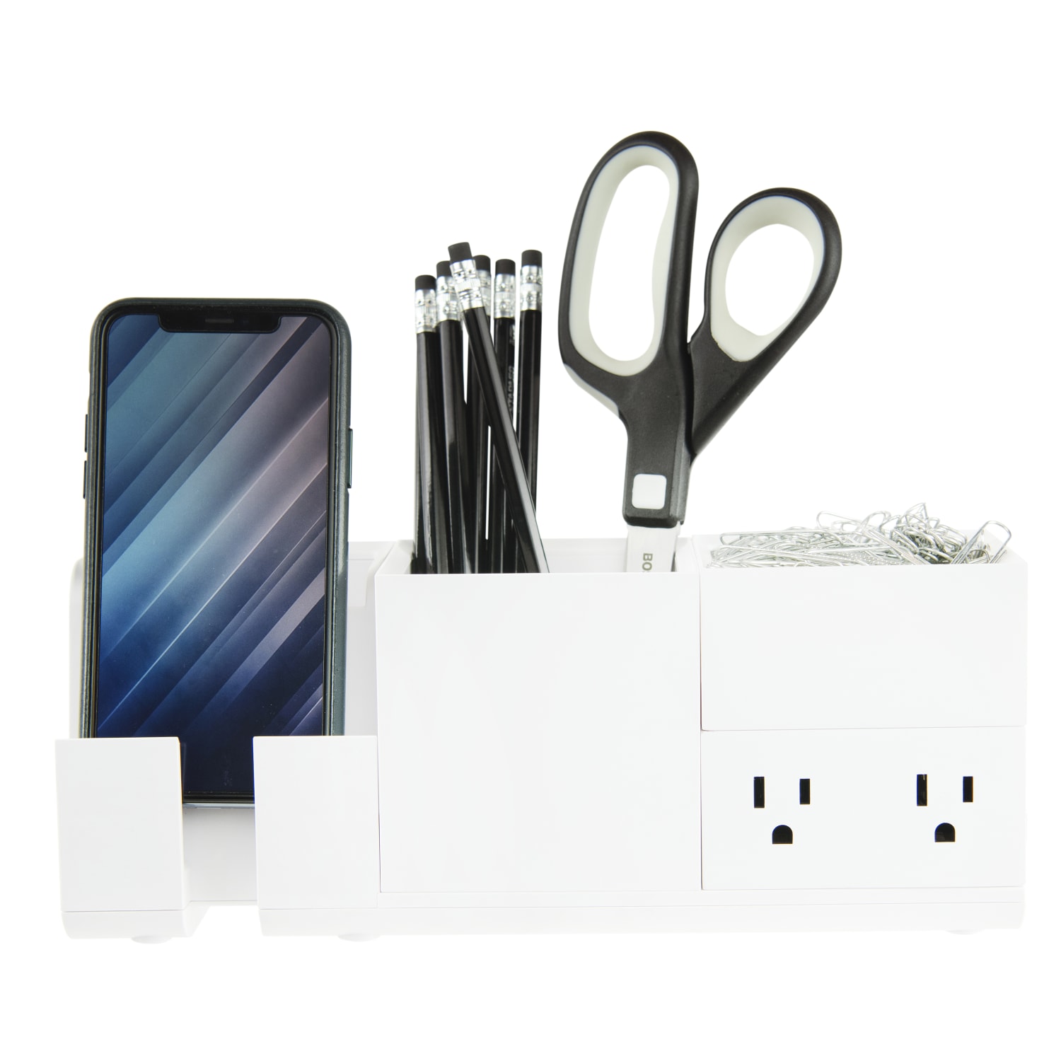 Bostitch Konnect Stackable 4-Piece Desk Organization Kit With Power Station, White - Image 5