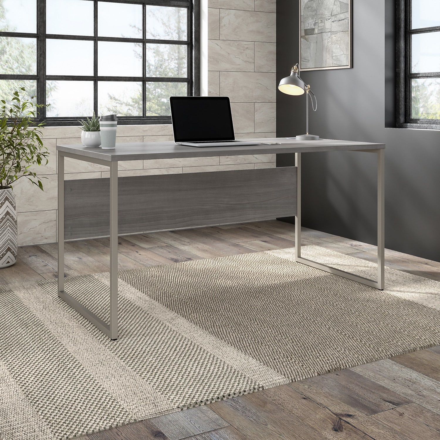 Bush Business Furniture Hybrid 60inW x 30inD Computer Table Desk With Metal Legs, Platinum Gray, Standard Delivery - Image 3