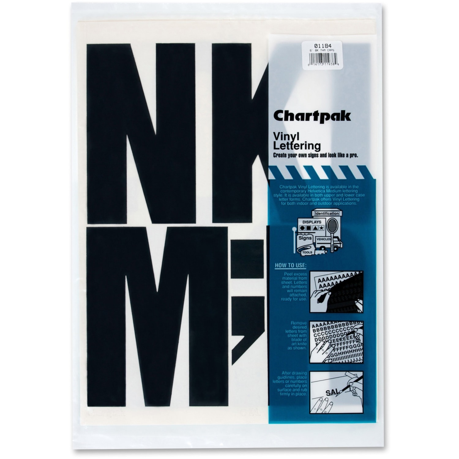 Chartpak Press-On Vinyl Letters And Numbers, 6in, Black, Pack Of 38 - Image 3