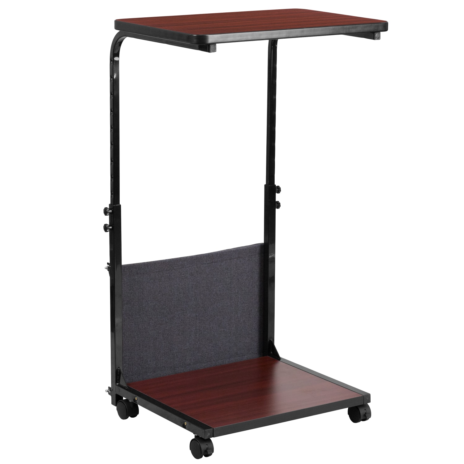 Flash Furniture Sit/Stand Ergonomic Computer Desk Mobile Workstation With Removable Pouch, 46-3/4inH x 24inW x 20inD, Mahogany - Image 3