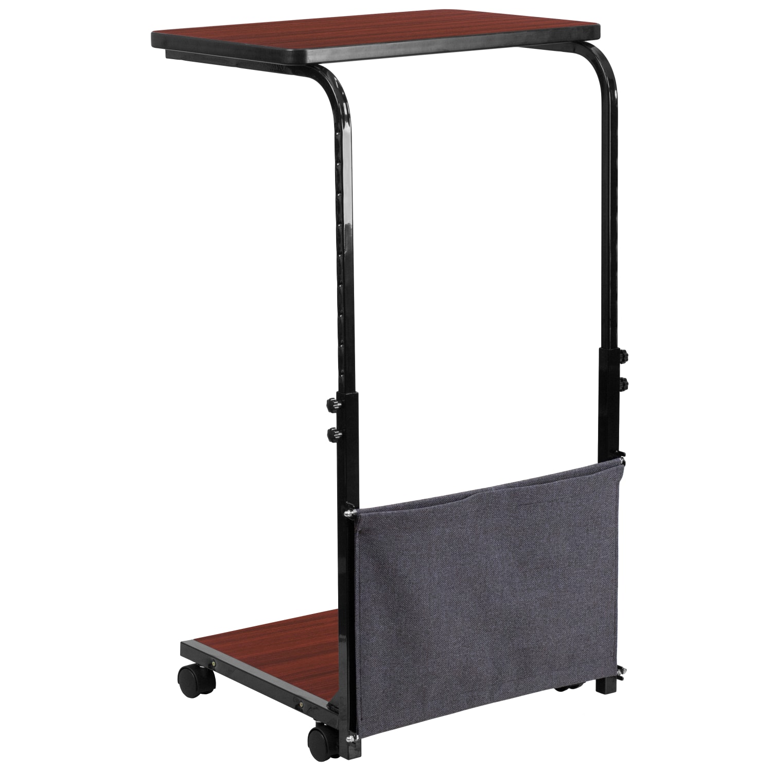 Flash Furniture Sit/Stand Ergonomic Computer Desk Mobile Workstation With Removable Pouch, 46-3/4inH x 24inW x 20inD, Mahogany - Image 6