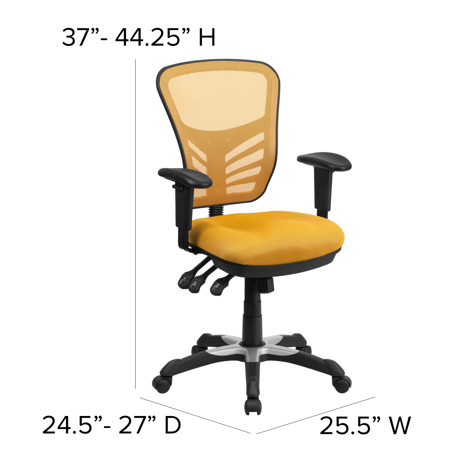 Flash Furniture Ergonomic Mesh Mid Back Multifunction Executive Office Chair Yellow OrangeBlack PopularChairscom