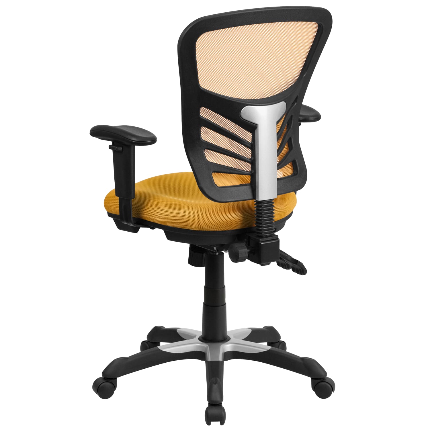 Flash Furniture Ergonomic Mesh Mid-Back Multifunction Executive Office Chair, Yellow-Orange/Black - Image 7