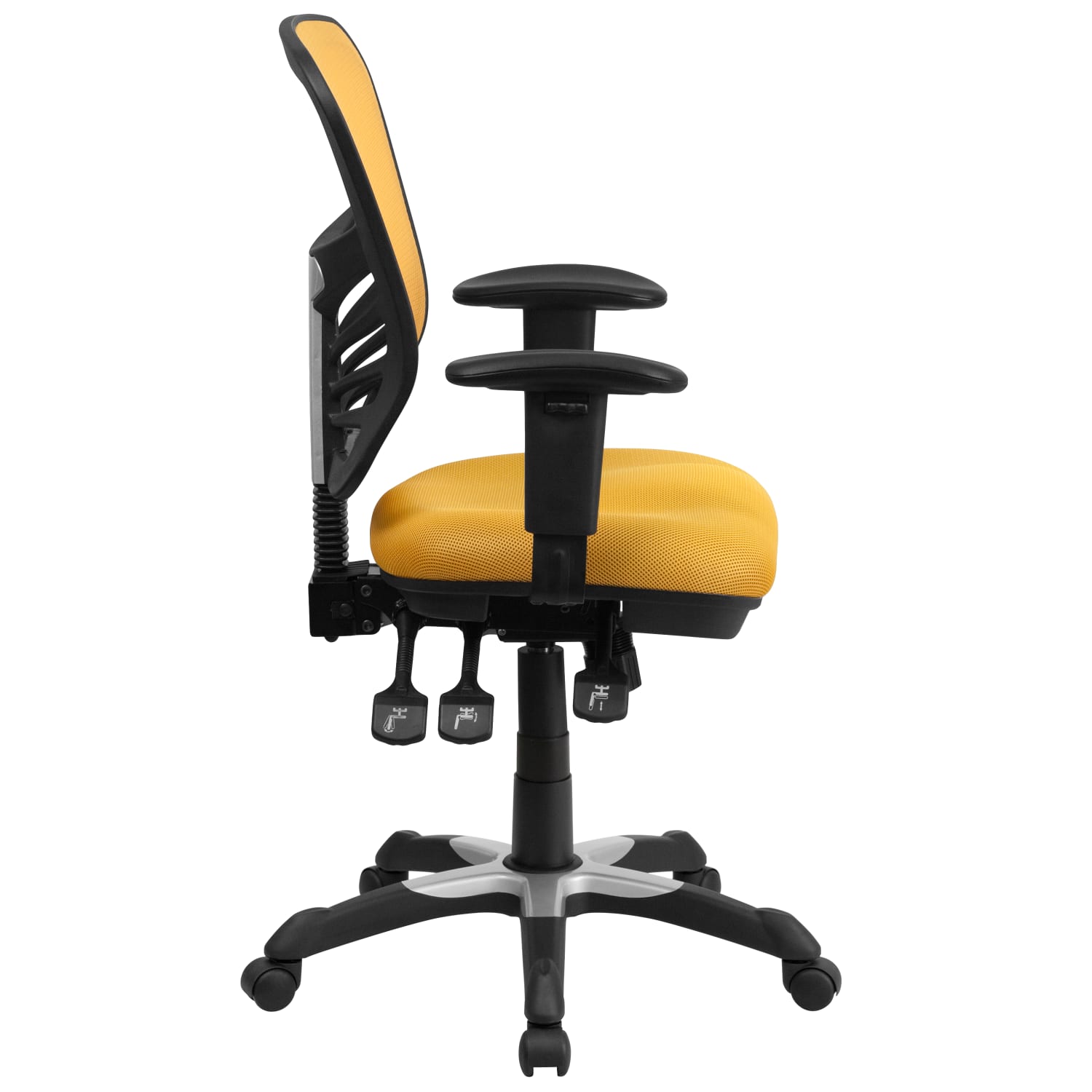 Flash Furniture Ergonomic Mesh Mid-Back Multifunction Executive Office Chair, Yellow-Orange/Black - Image 8