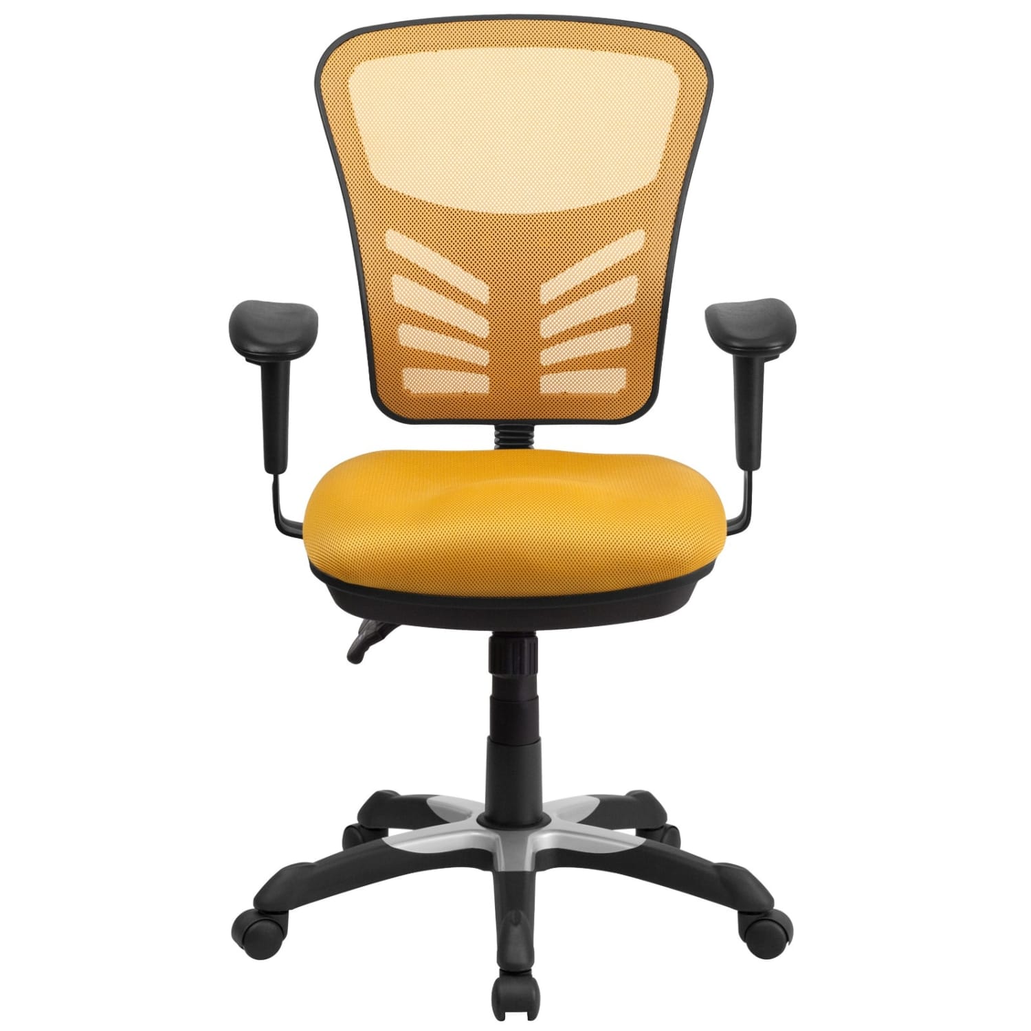 Flash Furniture Ergonomic Mesh Mid-Back Multifunction Executive Office Chair, Yellow-Orange/Black - Image 9