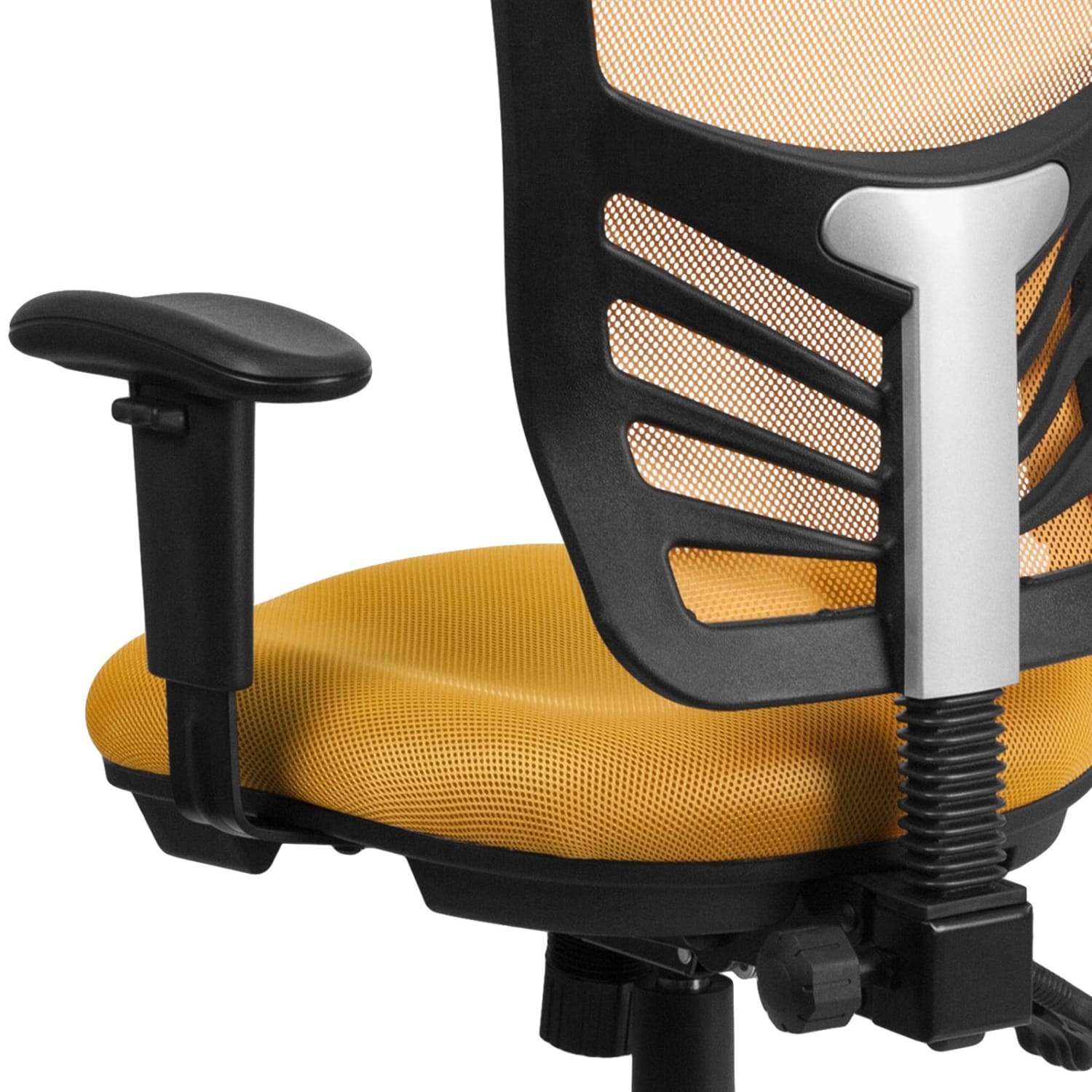 Flash Furniture Ergonomic Mesh Mid-Back Multifunction Executive Office Chair, Yellow-Orange/Black - Image 10