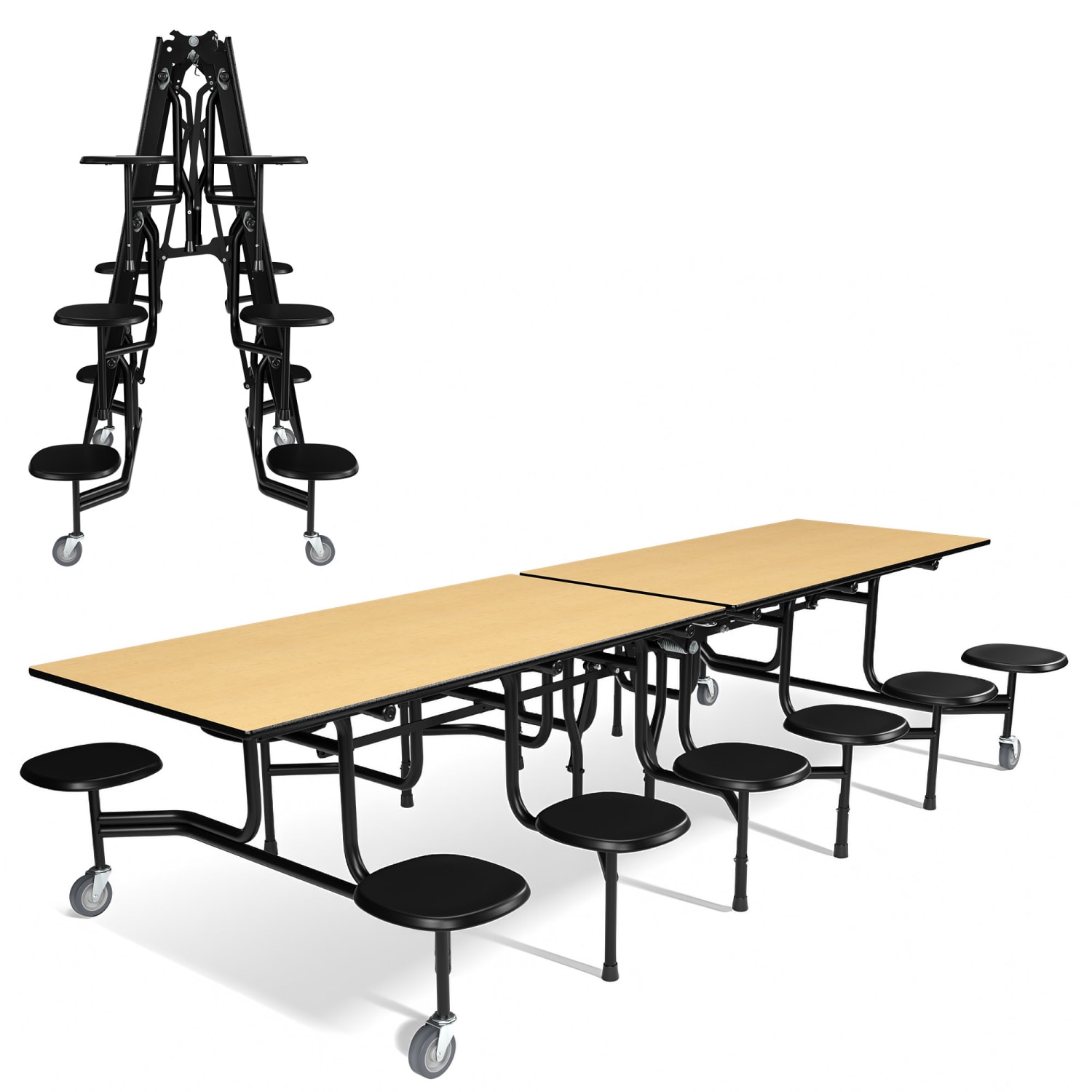 Palmer Hamilton 59TV Mobile Cafeteria Table, 29in x 144in, Fusion Maple