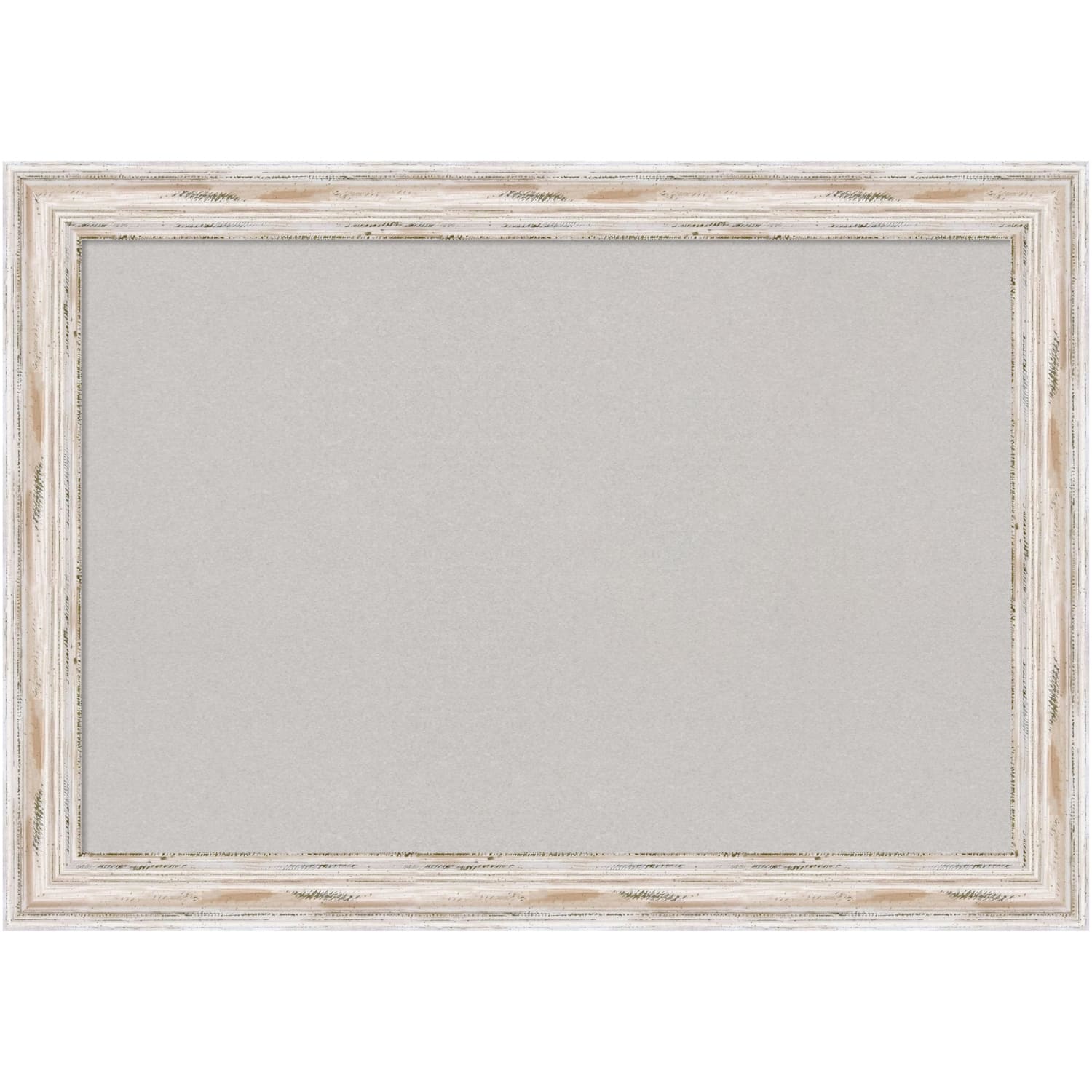 Amanti Art Cork Bulletin Board, 41in x 29in, Gray, Alexandria Whitewash Wood Frame