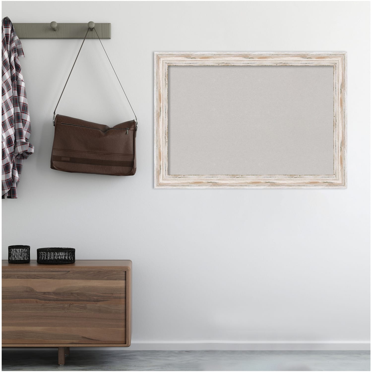 Amanti Art Cork Bulletin Board, 41in x 29in, Gray, Alexandria Whitewash Wood Frame - Image 5