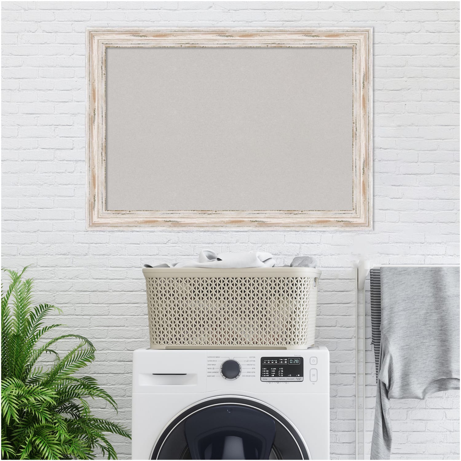 Amanti Art Cork Bulletin Board, 41in x 29in, Gray, Alexandria Whitewash Wood Frame - Image 6