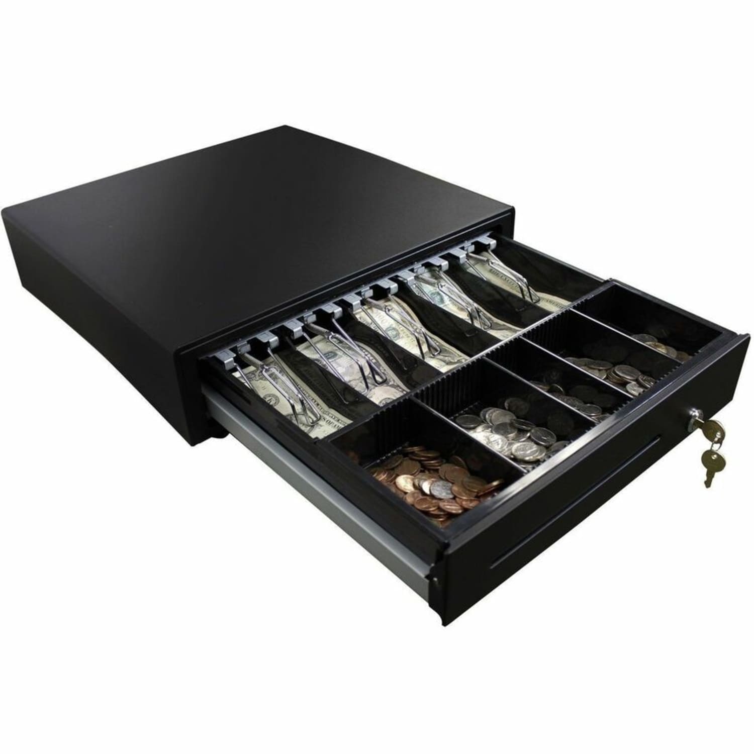 Adesso 16in POS Cash Drawer With Removable Cash Tray - 5 Bill - 8 Coin - 1 Media Slot - 3 Lock Position - Serial Port - Steel - 3.9in Height x 16in Width x 16in Depth - Image 3