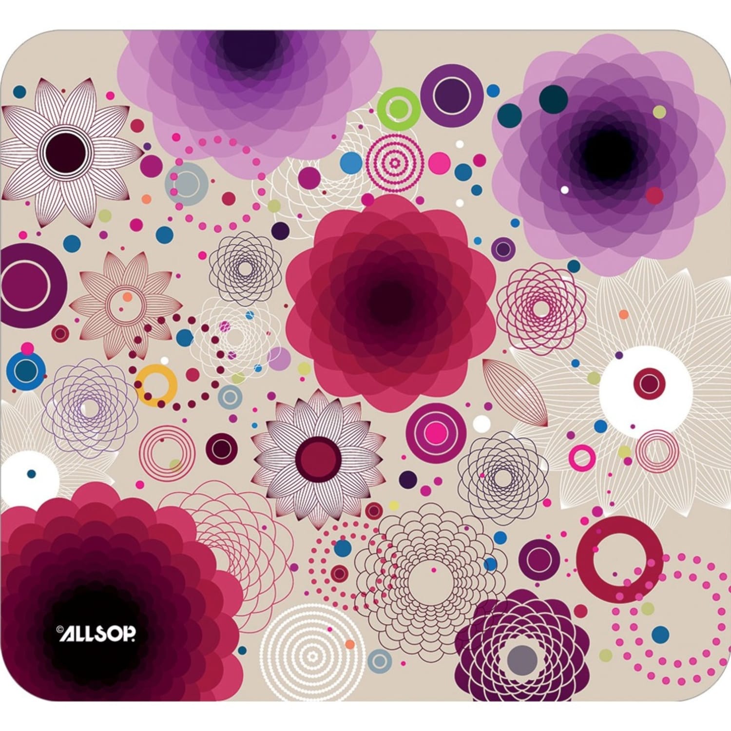 Allsop NatureSmart Image Mousepad - Retro Floral - (30594) - Retro Floral - 0.10in Height x 8.50in Width - Natural Rubber, Latex - Anti-skid