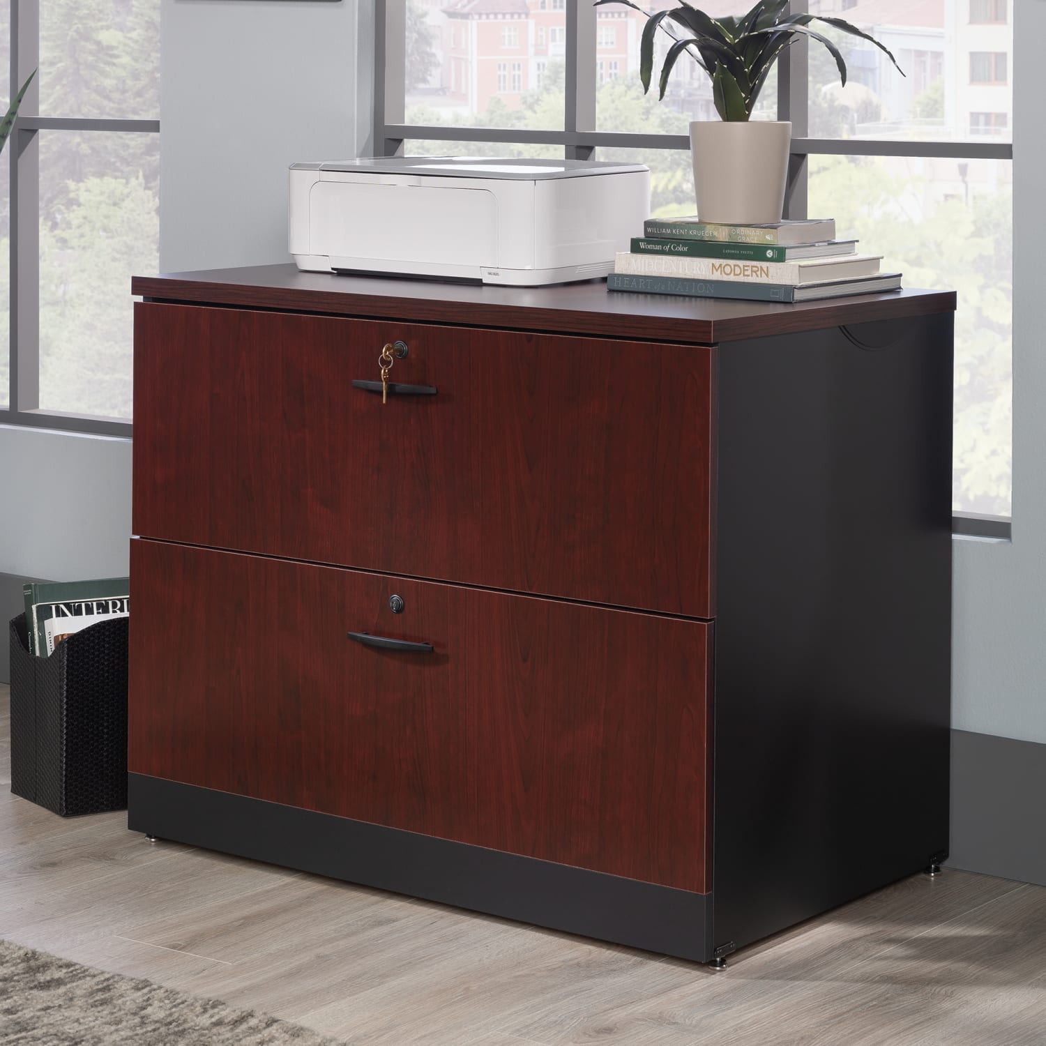 Sauder Via 36-1/2inW x 23-1/2inD Lateral 2-Drawer File Cabinet, Classic Cherry - Image 3