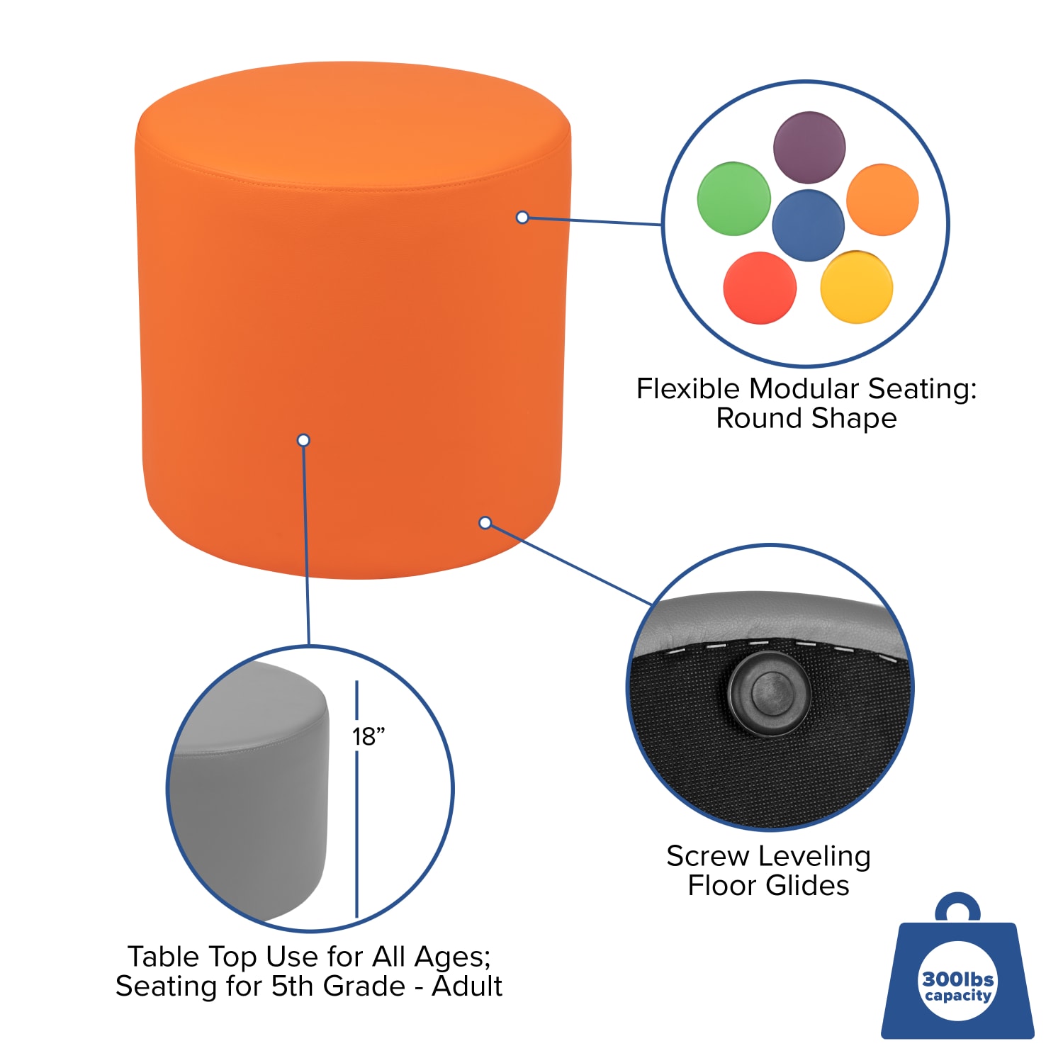 Flash Furniture Soft Seating Collaborative Circle Orange PopularChairscom